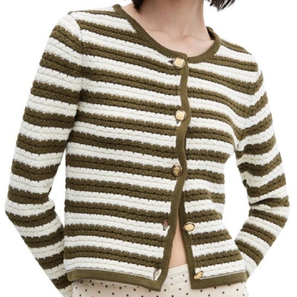 Mango Sweaters - Mango Striped Cardigan Green Small / Medium
